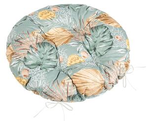 Bellatex Sedák Adéla prošívaný kulatý Monstera růže žlutá, 40 x 40 cm