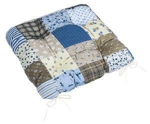 Bellatex Sedák Adéla prošívaný Patchwork modrá, 40 x 40 cm