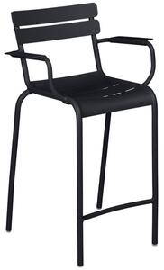 Antracitová kovová barová židle Fermob Luxembourg 69,5 cm