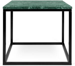 Zelený mramorový odkládací stolek TEMAHOME Prairie 50 x 50 cm s černou podnoží