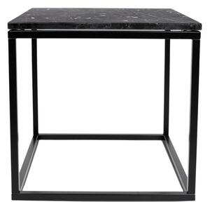 Černý mramorový odkládací stolek TEMAHOME Prairie 50 x 50 cm s černou podnoží