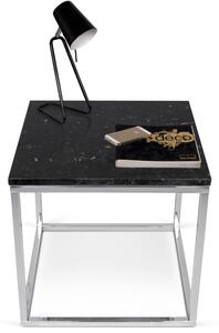 Černý mramorový odkládací stolek TEMAHOME Prairie 50 x 50 cm s chromovanou podnoží