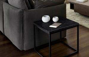 Černý mramorový odkládací stolek TEMAHOME Prairie 50 x 50 cm s černou podnoží