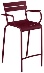Třešňově červená kovová barová židle Fermob Luxembourg 69,5 cm