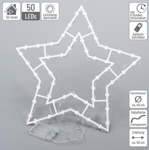 Vánoční dekorace na okno 40 cm, hvězda, 50 LED, teple bílá