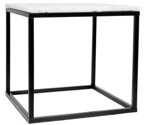 Bílý mramorový odkládací stolek TEMAHOME Prairire 50 x 50 cm s černou podnoží