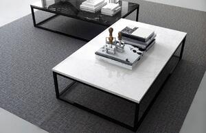 Bílý mramorový konferenční stolek TEMAHOME Prairie 120 x 75 cm s černou podnoží