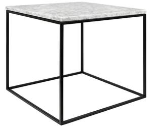 Porto Deco Bílý mramorový odkládací stolek Amaro s černou podnoží 50 x 50 cm