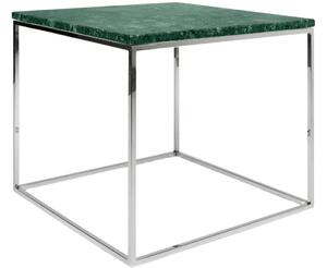 Porto Deco Zelený mramorový konferenční stolek Amaro s chromovou podnoží 50 x 50 cm