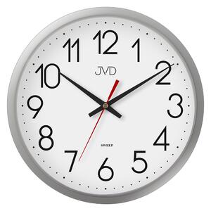 JVD Stříbrné nástěnné nástěnné netikající kulaté hodiny JVD HP614.2