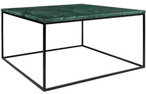 Zelený mramorový konferenční stolek TEMAHOME Gleam 75x75 cm s černou podnoží