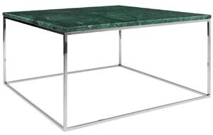 Zelený mramorový konferenční stolek TEMAHOME Gleam 75x75 cm s chromovanou podnoží