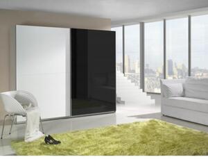 Šatní skříň LUX Barva: černo/bílá lesk, zrcadla: bez zrcadel (dveře v barvě)