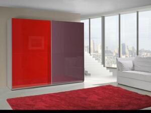 Šatní skříň LUX Barva: Černá/červená lesk, zrcadla: bez zrcadel (dveře v barvě)