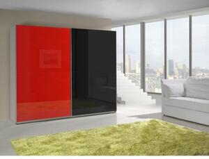Šatní skříň LUX Barva: červená/černá lesk, zrcadla: bez zrcadel (dveře v barvě)
