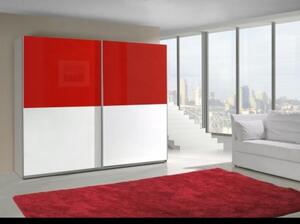 Šatní skříň LUX Barva: červená lesk, zrcadla: bez zrcadel (dveře v barvě)