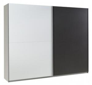 Šatní skříň LUX Barva: černá/bílá lesk, zrcadla: bez zrcadel (dveře v barvě)