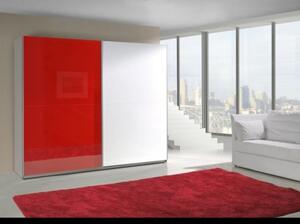 Šatní skříň LUX Barva: Černá/červená lesk, zrcadla: bez zrcadel (dveře v barvě)