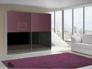 Šatní skříň LUX Barva: bílá/fialová lesk, zrcadla: bez zrcadel (dveře v barvě)