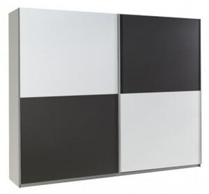 Šatní skříň LUX Barva: grafit - bílá, zrcadla: bez zrcadel (dveře v barvě)