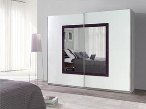 Maridex šatní skříň LUX se zrcadlem Barva: fialová/bílá lesk, zrcadla: 2x zrcadlové dveře