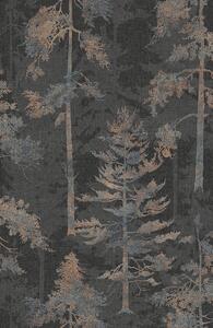 Šedo-černá vliesová tapeta na zeď, les, stromy, 121424, New Eden, Graham&Brown Premium