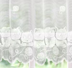 Záclona žakárová, Kočky metráž, bílá 120 cm