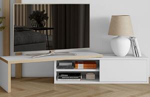 Matně bílý dubový TV stolek TEMAHOME Move 203 x 35 cm