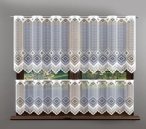 Hotová záclona, LUNA, vitrážka, bílá 250 x 40 + 250 x 60 cm
