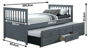 Jednolůžková postel 90 cm Ahlan (šedá) (s roštem). 1002459