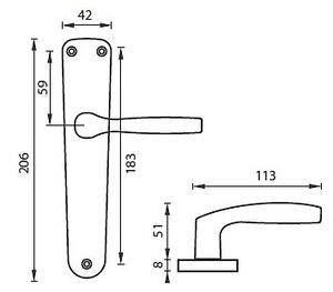 Dveřní kování MP BA - Luxor - B (F8 - NIKL MATNÝ), klika-klika, Otvor pro obyčejný klíč BB, MP F8 Nikl matný, 72 mm