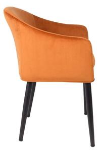 White Label Oranžová sametová jídelní židle WLL CATELYN