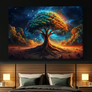 Obraz na plátně - Košatý strom života Vesmírný dotek FeelHappy.cz Velikost obrazu: 210 x 140 cm