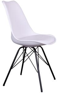 Nordic Living Bílá plastová jídelní židle Marcus s černou podnoží