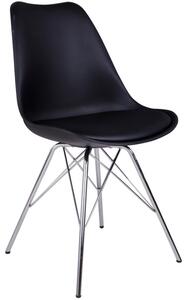 Nordic Living Černá plastová jídelní židle Marcus s chromovanou podnoží