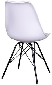 Nordic Living Bílá plastová jídelní židle Marcus s černou podnoží