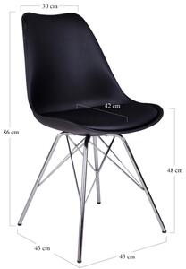 Nordic Living Černá plastová jídelní židle Marcus s chromovanou podnoží