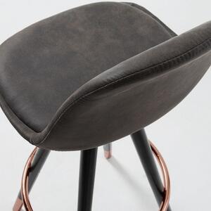 Tmavě šedá koženková barová židle Kave Home Slad 74 cm