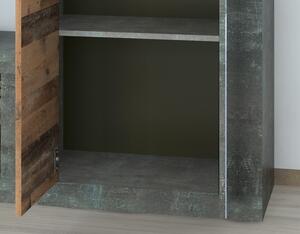 Předsíňová skříň Askon, tmavý beton/vintage optika dřeva