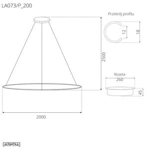 LED závěsné světlo Ring No.1 Φ200 black 3000K