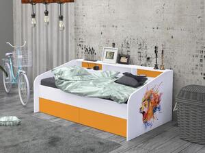 Svět pokojů Postel pro mládež VLADAN - lev Barva: Oranžová, Rozměr: 180x90 cm