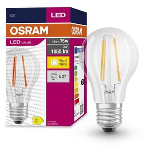 Průhledná LED žárovka E27 7.5 W CLASSIC A, teplá bílá