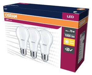 3 ks matná LED žárovka E27 10 W 1055 lm CLASSIC A, teplá bílá