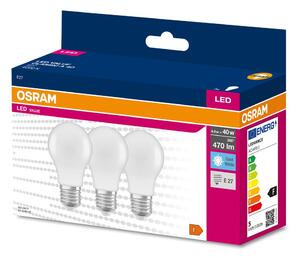 3 ks matná LED žárovka E27 4.9 W CLASSIC A, studená bílá