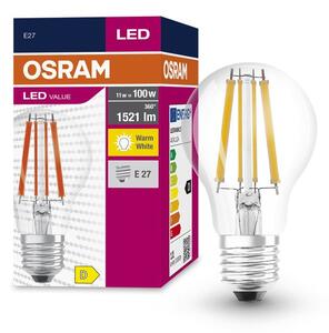 Průhledná LED žárovka E27 11 W CLASSIC A, teplá bílá