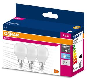 3 ks matná LED žárovka E14 4.9 W CLASSIC P, studená bílá