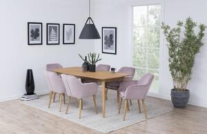 Scandi Světle růžová sametová jídelní židle Milla s prošíváním