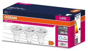 3 ks LED bodovka GU10 4.5 W 120° PAR16, studená denní bílá