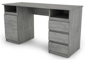 Psací stůl se 3 zásuvkami Carlos, šedý beton