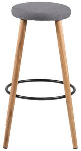 Scandi Šedá látková barová stolička Arnor s dubovou podnoží 77 cm